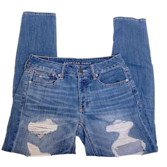 American Eagle Ripped Tomgirl Jeans Size 2 W26 - Picture 4 of 9